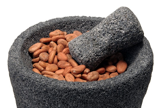 Cocoa,Beans,In,Mortar,And,Pestle